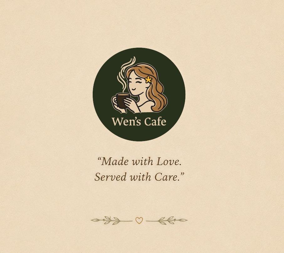 Wen's Cafe made with love brand card